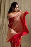 Buy_Priyanka Raajiv_Red Banarasi Silk Brocade Saree _Online_at_Aza_Fashions