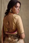Shop_Priyanka Raajiv_Beige Silk Tissue Embroidery Sweetheart Neck Blouse_at_Aza_Fashions