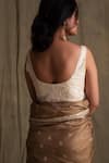 Shop_Priyanka Raajiv_White Crepe Silk Embroidery Round Chikankari Blouse _at_Aza_Fashions