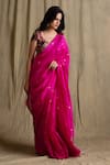 Buy_Priyanka Raajiv_Pink Chanderi Handwoven Saree _at_Aza_Fashions