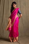 Priyanka Raajiv_Pink Chanderi Silk Embroidered Saree_Online_at_Aza_Fashions