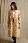 Buy_Priyanka Raajiv_Beige Silk, Cotton, Banarasi Open Jacket _at_Aza_Fashions
