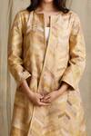 Shop_Priyanka Raajiv_Beige Silk, Cotton, Banarasi Open Jacket _Online_at_Aza_Fashions