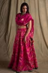 Priyanka Raajiv_Pink Silk Embroidery Round Banarasi Lehenga Set _Online_at_Aza_Fashions