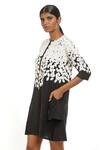 Abraham & Thakore_White Cotton Applique Dress_Online_at_Aza_Fashions