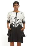 Buy_Abraham & Thakore_White Cotton Applique Dress_Online_at_Aza_Fashions