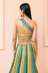 Basanti - Kapde Aur Koffee_Multi Color Blouse And Lehenga: Chinon Embellished Colorblock Set For Women_Online_at_Aza_Fashions