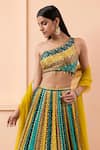 Shop_Basanti - Kapde Aur Koffee_Multi Color Blouse And Lehenga: Chinon Embellished Colorblock Set For Women_Online_at_Aza_Fashions
