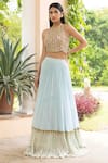 Basanti - Kapde Aur Koffee_Blue Lehenga Georgette Dupatta And Blouse Net Embroidery Embellished Set _Online_at_Aza_Fashions