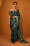 Esha Koul_Green Organza Embroidery Sweetheart Neck Saree With Blouse _Online_at_Aza_Fashions