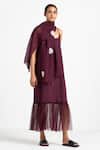 Buy_Three_Purple Cotton Poplin U Neck Flounce Slip Dress_at_Aza_Fashions
