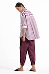 Shop_THREE_Purple Cotton Poplin Checkered Shirt_at_Aza_Fashions