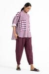 THREE_Purple Cotton Poplin Checkered Shirt_Online_at_Aza_Fashions