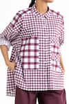 THREE_Purple Cotton Poplin Checkered Shirt_at_Aza_Fashions