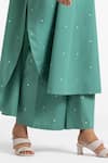 Buy_THREE_Green Cotton Poplin Polka Dot Pants _Online_at_Aza_Fashions