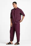 Buy_THREE_Maroon 100% Cotton Poplin Embroidered Shirt And Pant Set  _at_Aza_Fashions