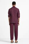 Shop_THREE_Maroon 100% Cotton Poplin Embroidered Shirt And Pant Set  _at_Aza_Fashions