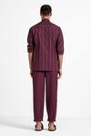 Shop_THREE_Maroon 100% Cotton Poplin Embroidered Shirt  _at_Aza_Fashions