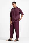 THREE_Maroon 100% Cotton Poplin Embroidered Shirt  _Online_at_Aza_Fashions