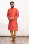 Buy_Arihant Rai Sinha_Red Silk Straight Kurta Set_at_Aza_Fashions