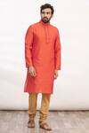Arihant Rai Sinha_Red Silk Straight Kurta Set_Online_at_Aza_Fashions