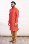 Shop_Arihant Rai Sinha_Red Silk Straight Kurta Set_Online_at_Aza_Fashions
