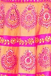 Vandana Sethi_Orange Dupion Silk Embroidery Leaf Neck Bridal Lehenga Set _at_Aza_Fashions