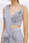 Neeta Lulla_Grey Lycra Pre-draped Saree With Blouse_at_Aza_Fashions