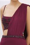 Neeta Lulla_Maroon Lycra Layered Pre-draped Saree With Blouse_at_Aza_Fashions