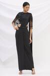 Buy_Neeta Lulla_Black Lycra Pre-draped Saree With Blouse_at_Aza_Fashions
