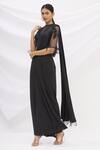 Buy_Neeta Lulla_Black Lycra Pre-draped Saree With Blouse_Online_at_Aza_Fashions