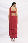 Shop_Neeta Lulla_Red Lycra Embroidery Square Neck Layered Pre-draped Saree With Blouse For Women_at_Aza_Fashions