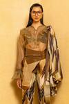 Buy_Nikita Mhaisalkar_Brown Satin Printed Shirt_at_Aza_Fashions