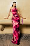 Buy_Nikita Mhaisalkar_Purple Georgette Printed Cutout Gown_at_Aza_Fashions