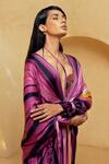 Buy_Nikita Mhaisalkar_Purple Satin Embroidery V Neck Printed Kaftan For Women_Online_at_Aza_Fashions
