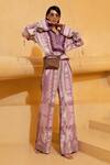 Buy_Nikita Mhaisalkar_Purple Sheeted Georgette Printed Pant _at_Aza_Fashions
