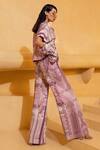 Nikita Mhaisalkar_Purple Sheeted Georgette Printed Pant _Online_at_Aza_Fashions