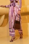 Buy_Nikita Mhaisalkar_Purple Satin Printed Straight Pants _Online_at_Aza_Fashions