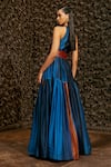 Shop_Nikita Mhaisalkar_Blue Chanderi Embroidery Halter Gown _at_Aza_Fashions