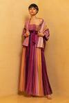 Buy Nikita Mhaisalkar Maroon Georgette Lurex Bandeau Striped Dress at Aza Fashions Buy_Nikita Mhaisalkar_Maroon Georgette Lurex Bandeau Striped Dress _at_Aza_Fashions