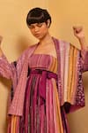 Nikita Mhaisalkar_Pink Sheeted Striped Jacket _Online_at_Aza_Fashions