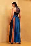 Shop_Nikita Mhaisalkar_Blue Double Georgette Embroidery Asymmetric One Shoulder Gown _at_Aza_Fashions