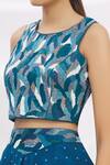 Shop_17:17 By Simmi Saboo_Blue Cotton Silk Embroidery Round Crop Top And Bandhani Gharara Set _Online_at_Aza_Fashions