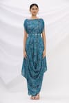 17:17 By Simmi Saboo Blue Cotton Silk Round Printed Cowl Draped Dress Online at Aza Fashions 17:17 By Simmi Saboo_Blue Cotton Silk Round Printed Cowl Draped Dress _Online_at_Aza_Fashions