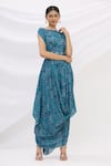 Buy 17:17 By Simmi Saboo Blue Cotton Silk Round Printed Cowl Draped Dress Online at Aza Fashions Buy_17:17 By Simmi Saboo_Blue Cotton Silk Round Printed Cowl Draped Dress _Online_at_Aza_Fashions