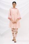 Buy_17:17 By Simmi Saboo_Pink Chanderi Silk Embroidery Round Kurta And Dhoti Pant Set _at_Aza_Fashions