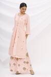 Buy_17:17 By Simmi Saboo_Pink Chanderi Silk Embroidery Round Kurta And Pant Set _Online_at_Aza_Fashions