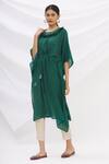 Buy_17:17 By Simmi Saboo_Green Chanderi Silk Embroidery Round Kaftan Kurta _Online_at_Aza_Fashions