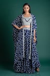 Buy_Nupur Kanoi_Blue Crepe Embroidery Blouse U-neck Tie And Dye Sharara & Jacket Set  _at_Aza_Fashions