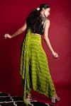 Shop_Nupur Kanoi_Green Crepe Embroidery V Neck Draped Saree With Blouse  _at_Aza_Fashions